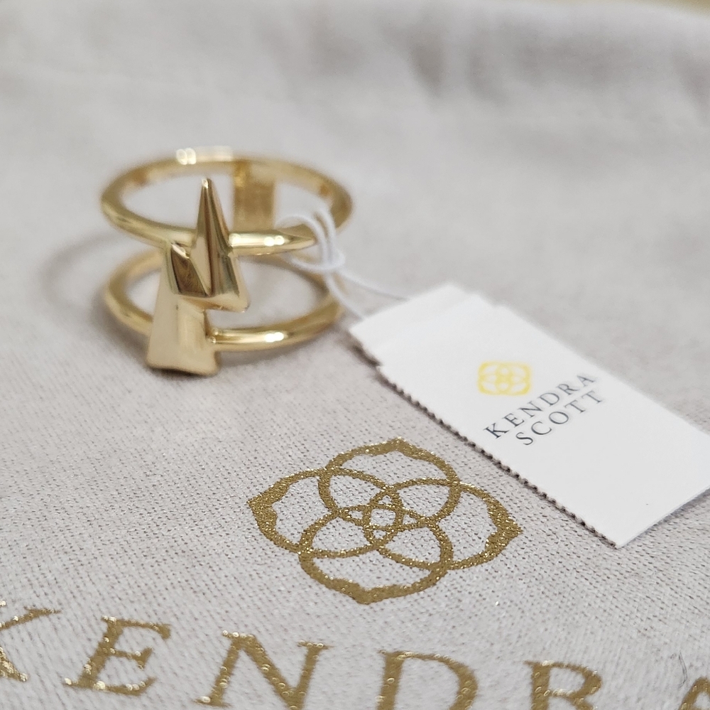 Kendra Scott Bolt Double Band Ring Gold Sz 9 NWT